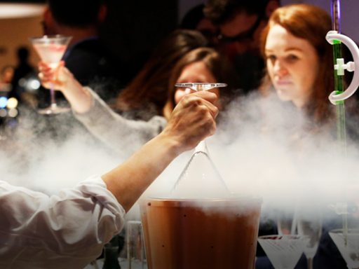 A Science Museum explainer at the Chemistry Bar in Wonderlab: The Equinor Gallery