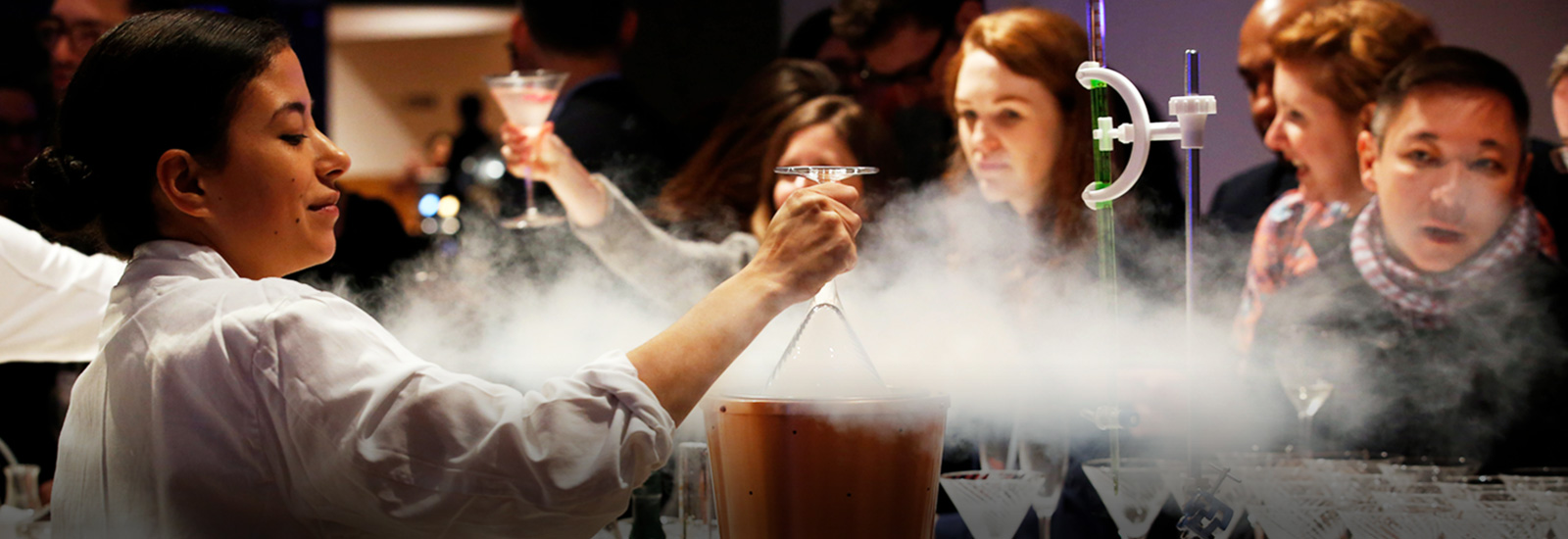 A Science Museum explainer at the Chemistry Bar in Wonderlab: The Equinor Gallery