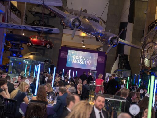 Guests at a drinks receptions in the Making the Modern World Gallery at the ESA excellence Awards 2017