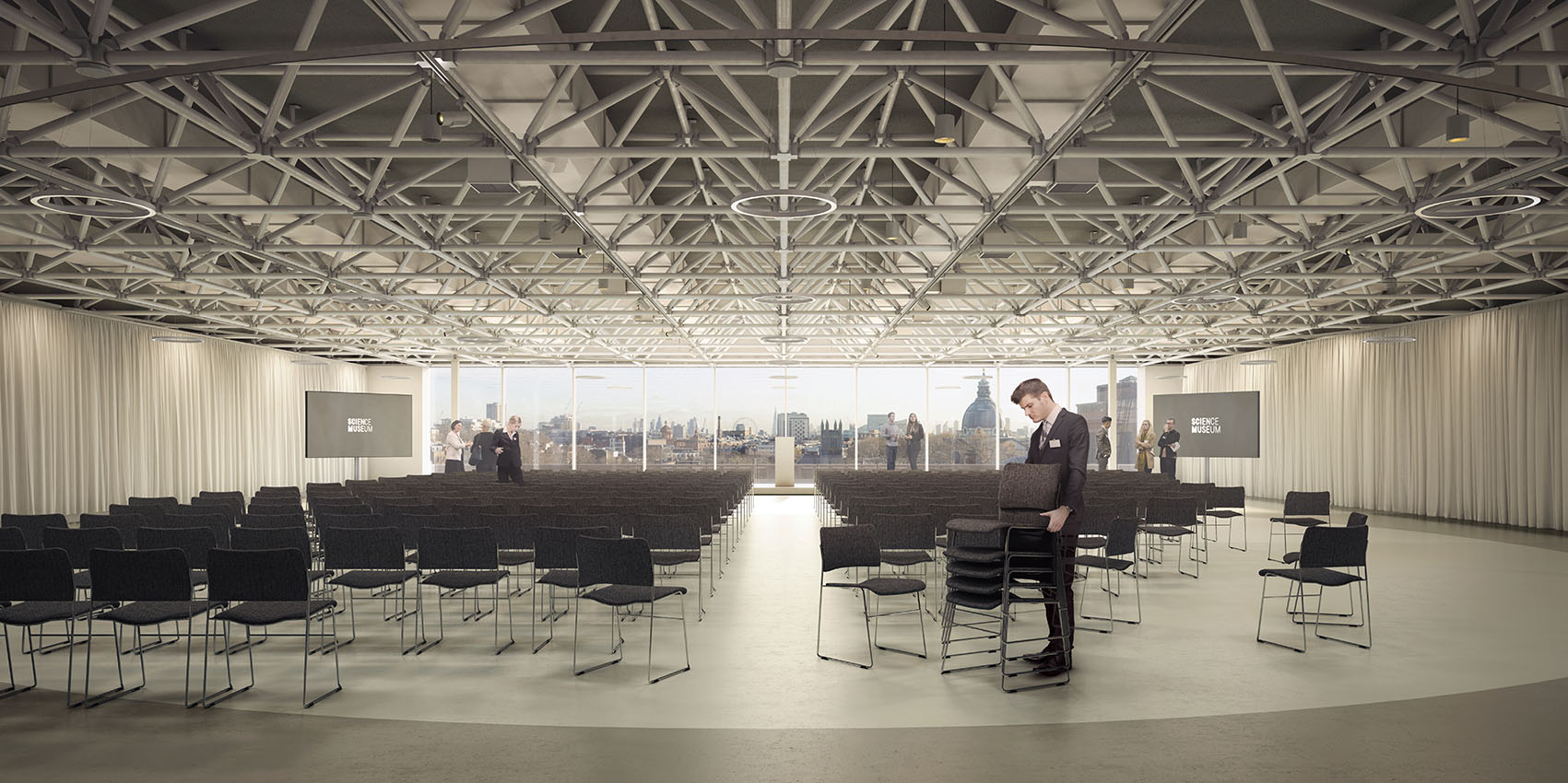 CGI of a daytime conference in Illuminate at the Science Museum