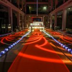 A red carpet entrance in the Energy Hall for an evening event