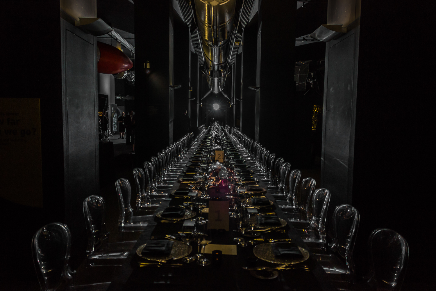 Dinner table set up in Exploring Space gallery