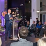 Ian Blatchford giving a speech in the Information Age gallery