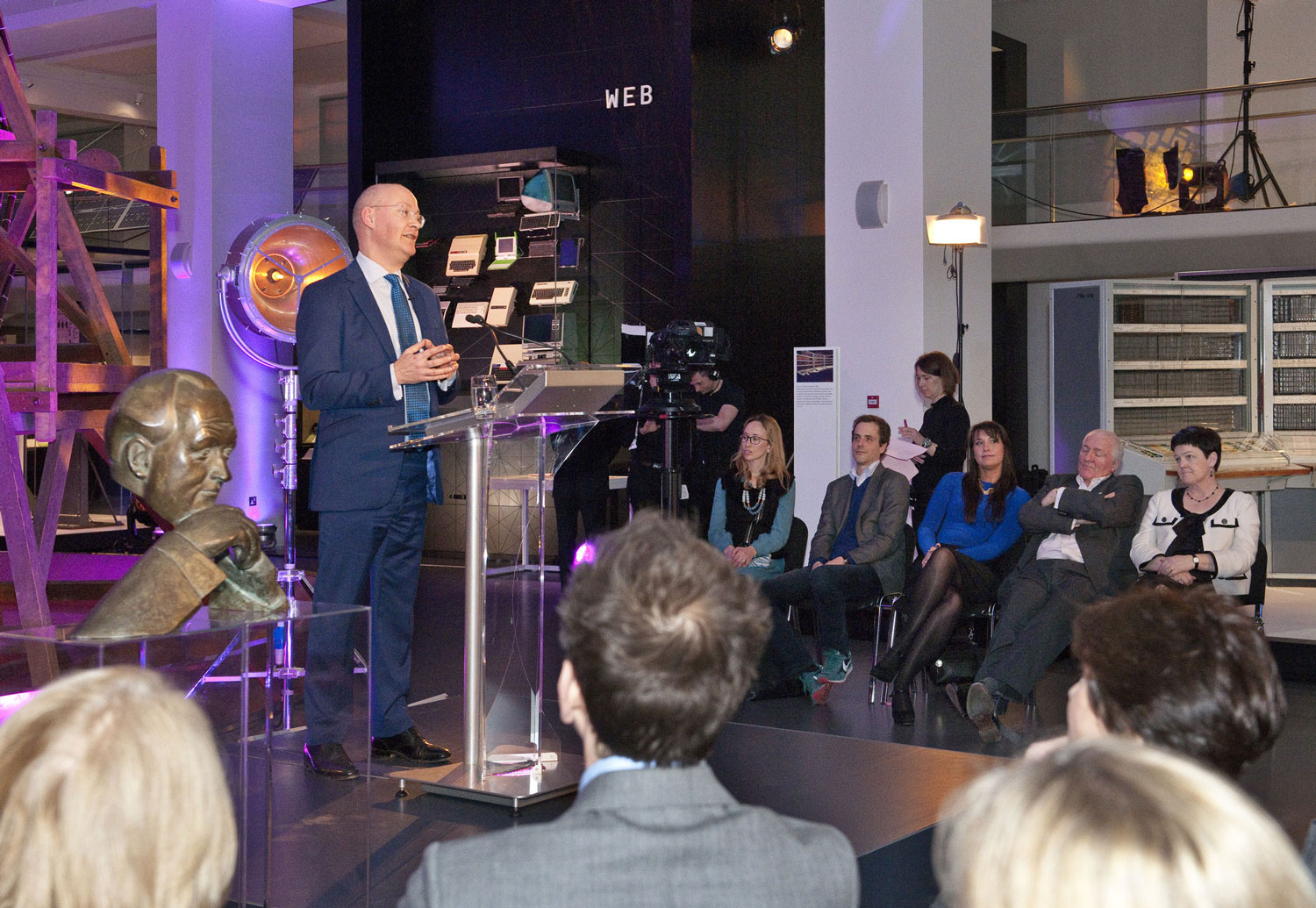 Ian Blatchford giving a speech in the Information Age gallery