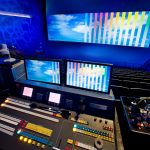 View of the light and sound mixing desk at the top of the IMAX theatre